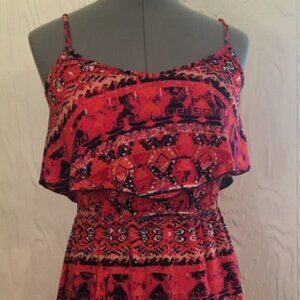 Mudd Red and Blue Patterned Mini Dress